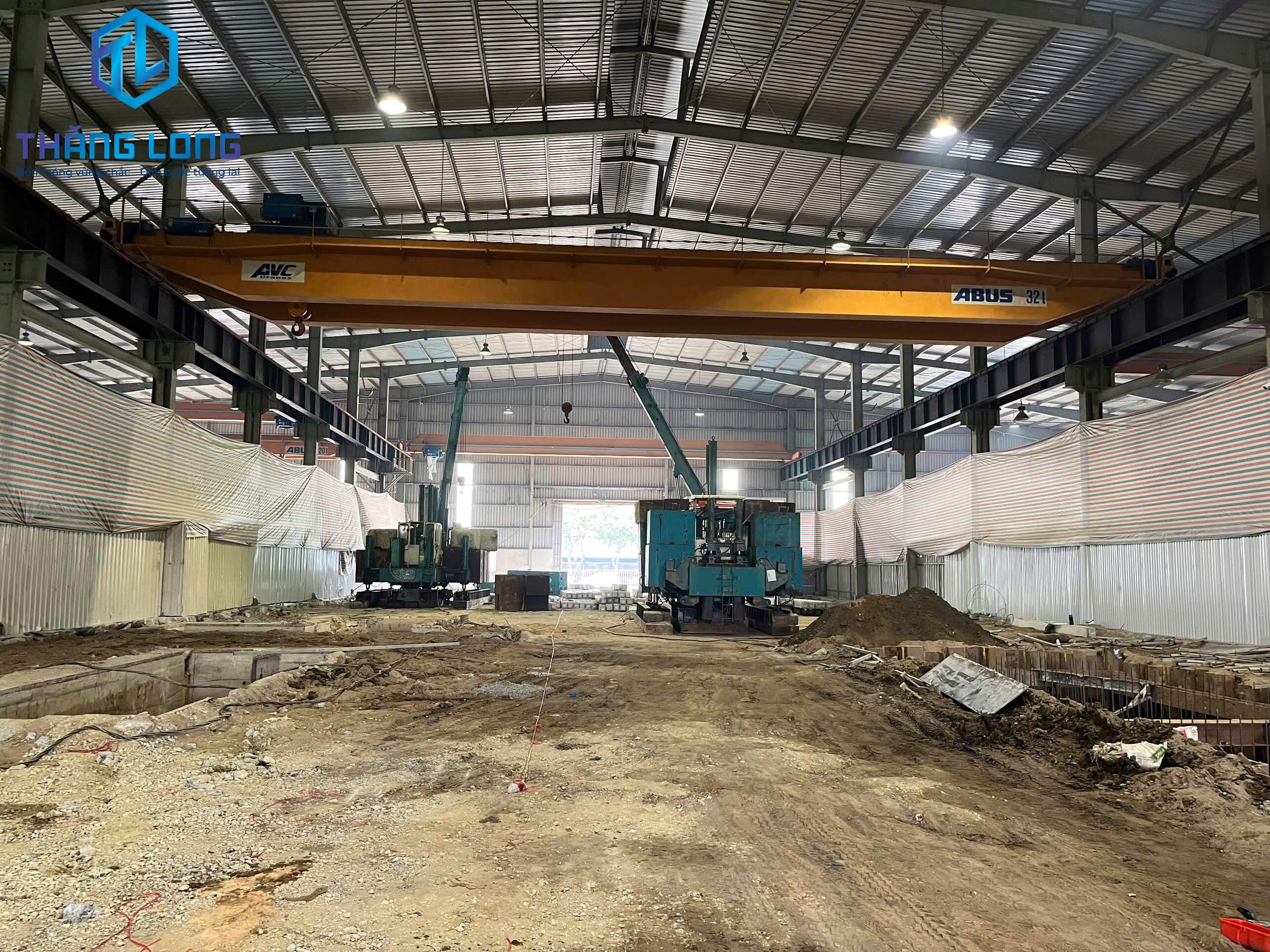 Thăng Long - Cọc Bê Tông Chèm thi công ép cọc Nhà máy thép Nhật Quang